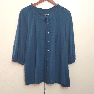 PRE OWNED LANE BRYANT LONG SLEEVE SHIRT COLOR FOREST GREEN SIZE 18/20